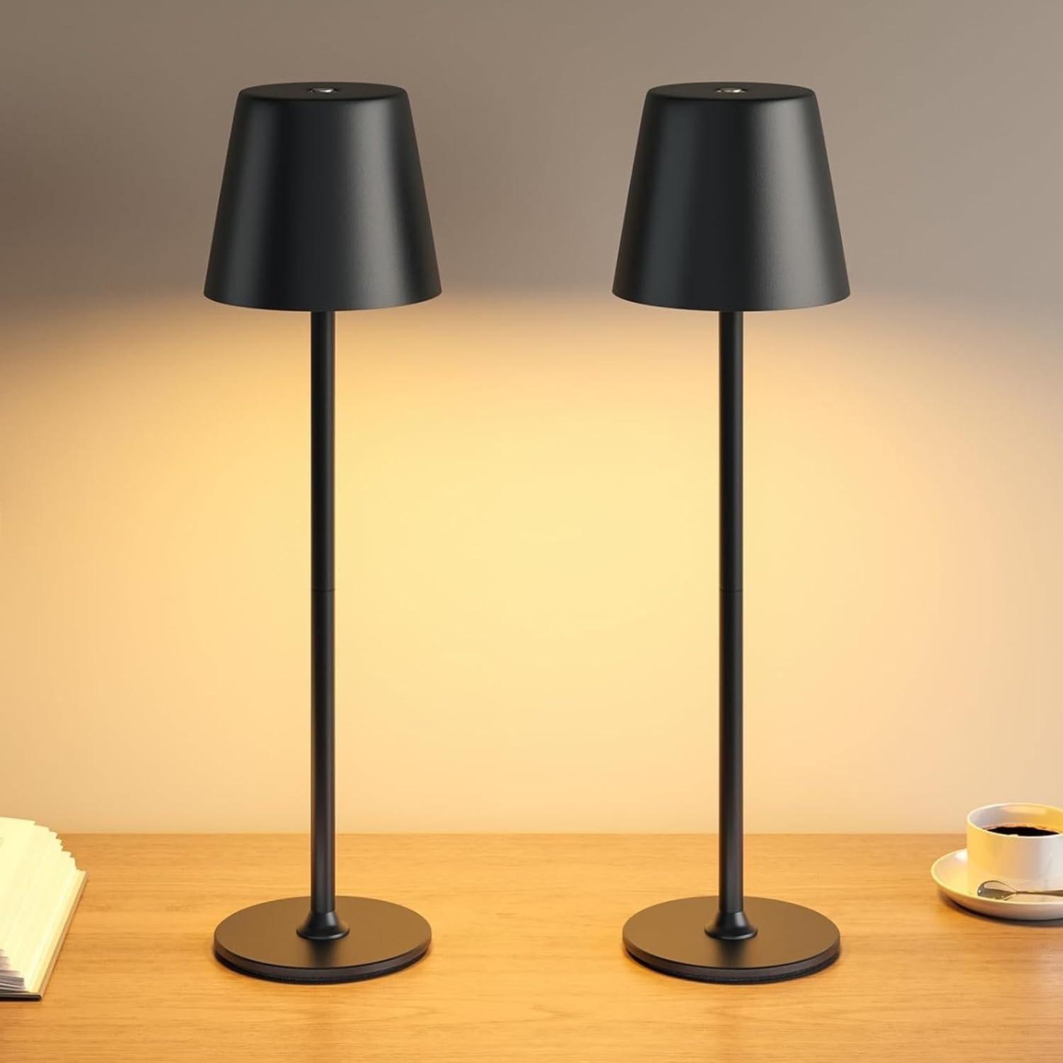 k. A. LED Tischlampe Kabellos 2er Set, Metall Outdoor & Indoor