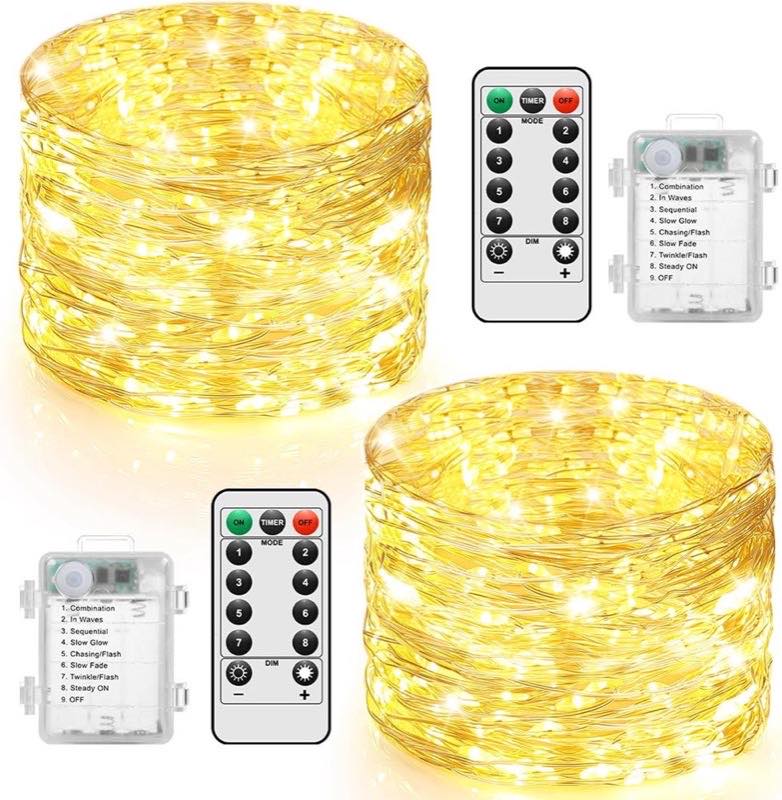 Batterie-Lichterkette 2×10 m, 100 LED, IP65/IP44