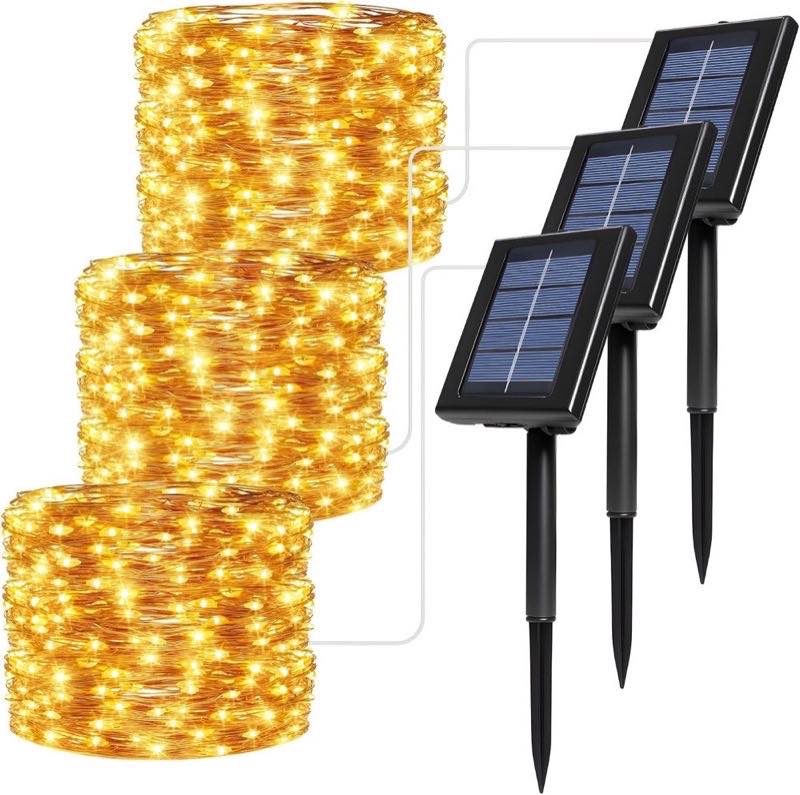 Soagrc Solar-Lichterkette, 3×20 m, 600 LED, IP65
