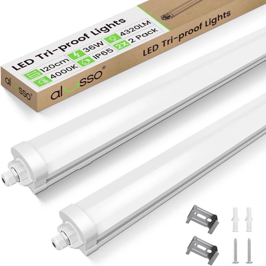 ALUSSO LED Feuchtraumleuchte 120 cm, 36 W, 4000 K, IP65, 2er als Testsieger