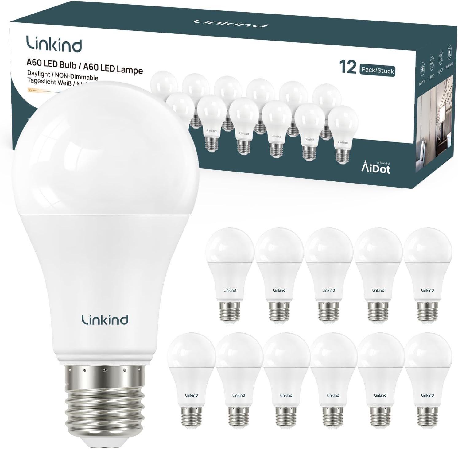 Linkind E27, 13,5 W, 1560 lm, 5000 K, 12 Stück