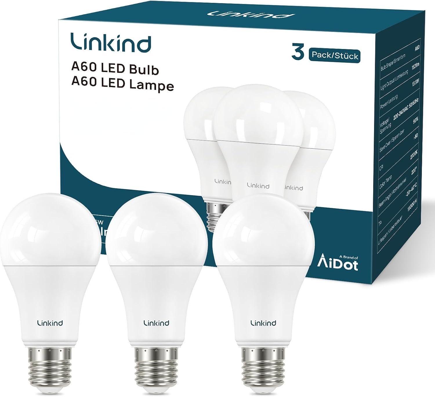 Linkind Linkind E27, 13,5 W, 1560 lm, 5000 K, 3 Stück - Produktbild