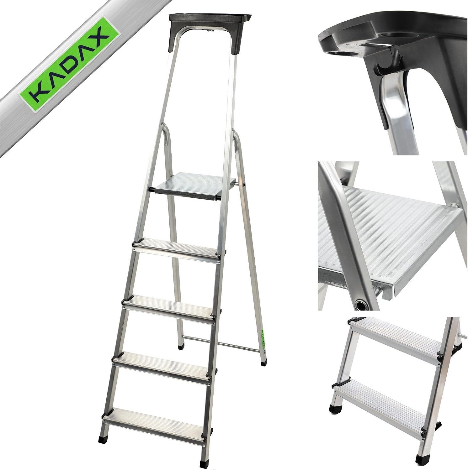 KADAX Alu-Stehleiter mit Ablage