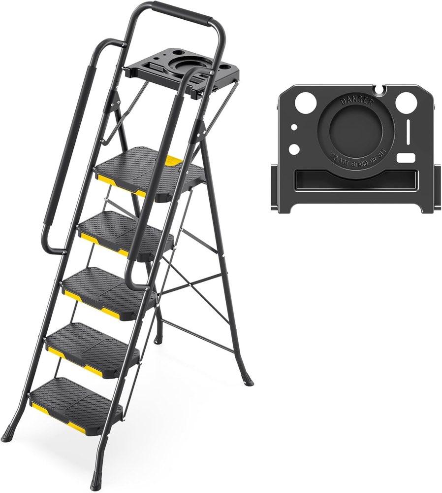 KINGRACK Stahl-Sicherheitsleiter 5 Stufen