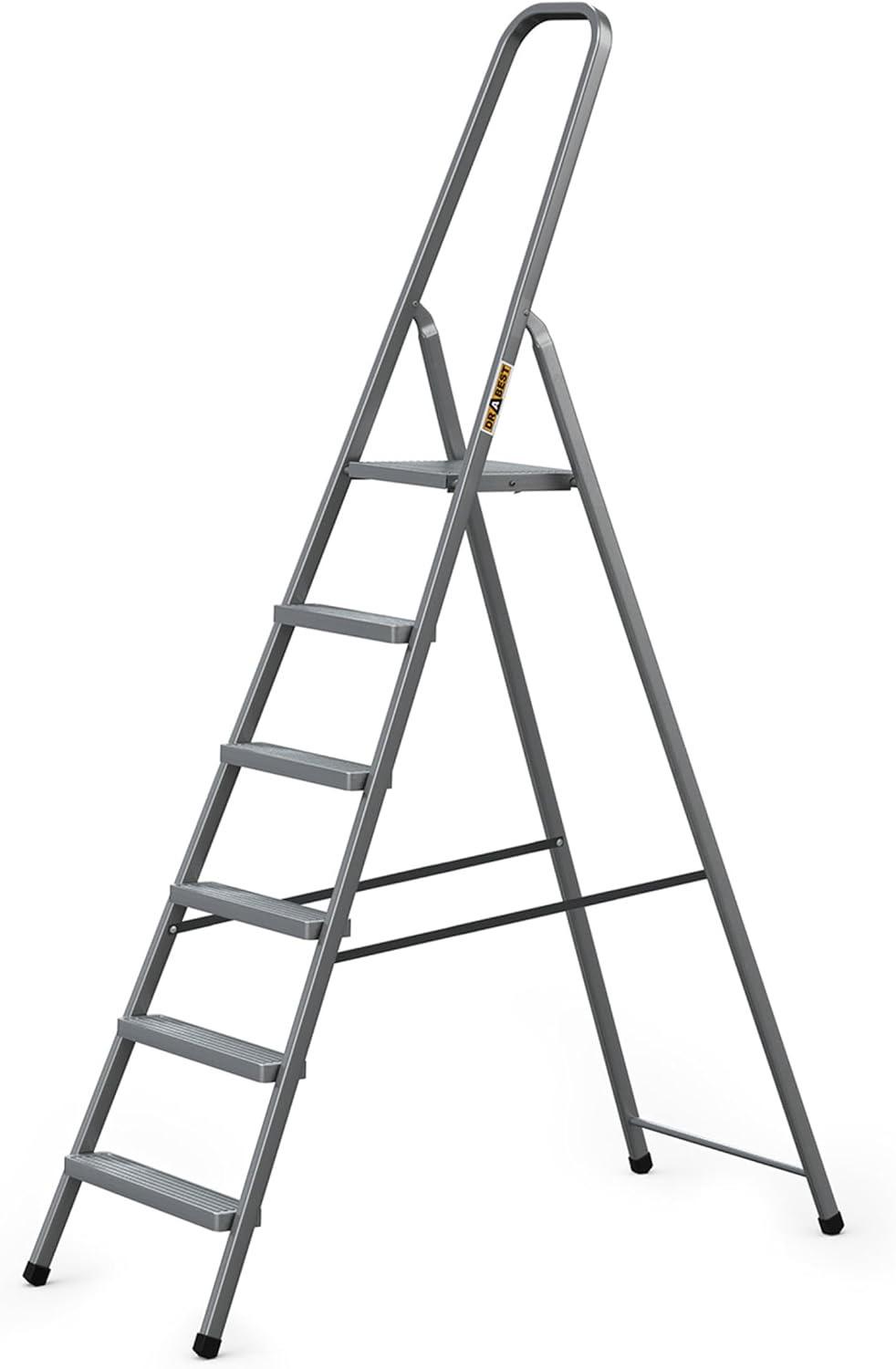 DRABEST Stahl-Stehleiter 6 Stufen mit Bügel