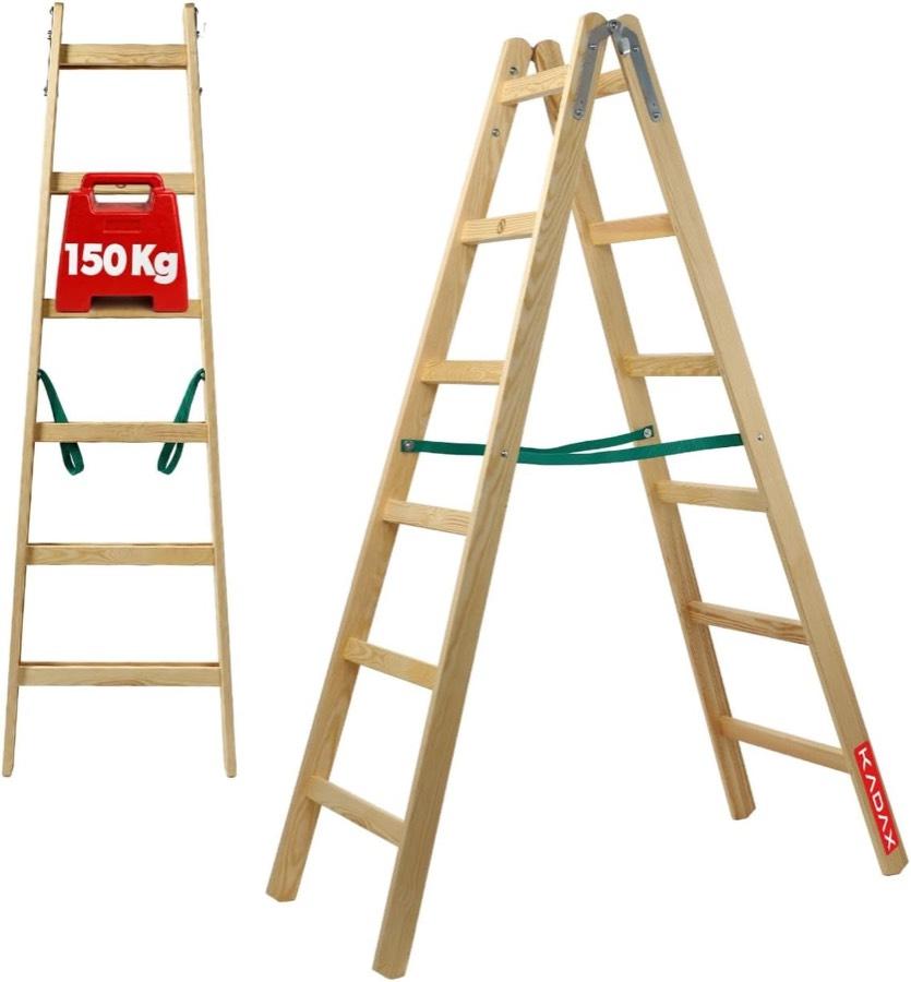 KADAX Holz-Stehleiter 6 Stufen