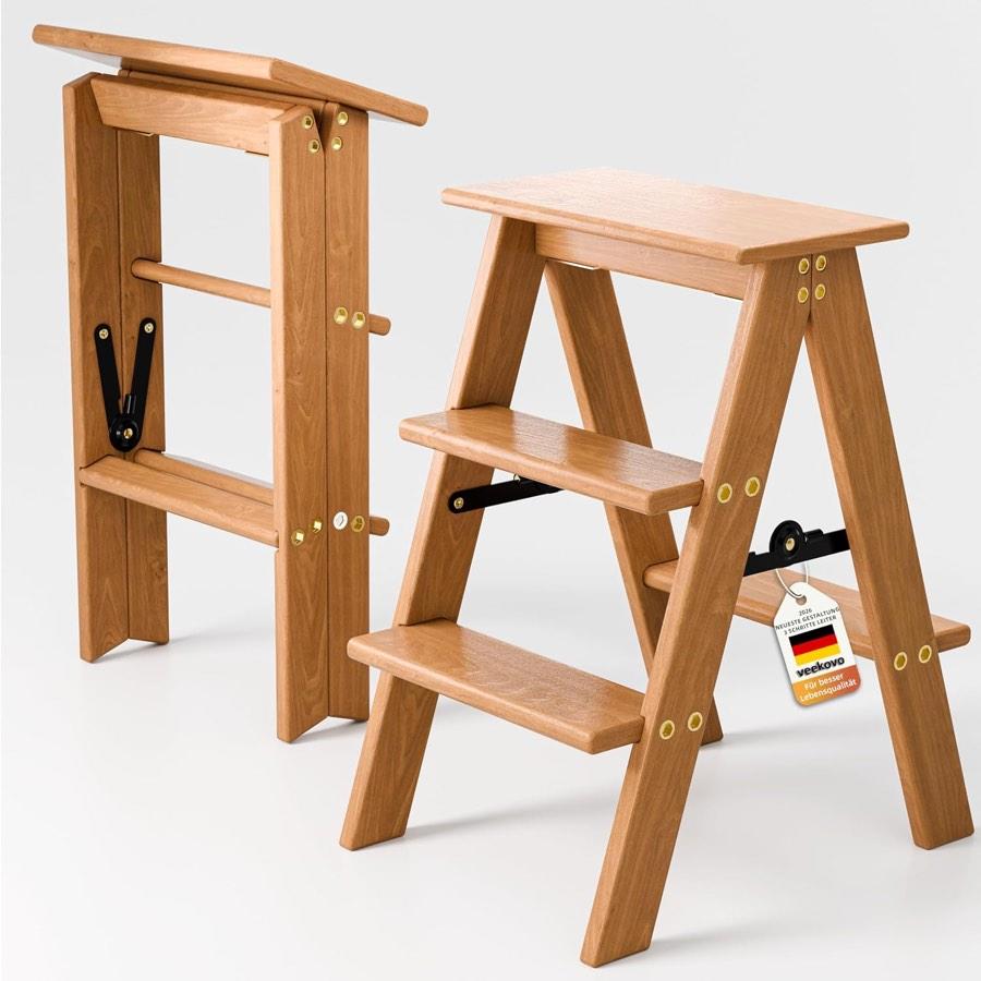 Veekovo Holz-Trittleiter 3 Stufen