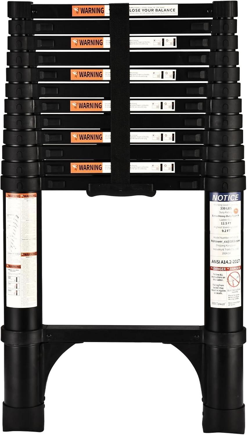 HBTower Teleskopleiter 3,8 m Aluminium (Schwarz)