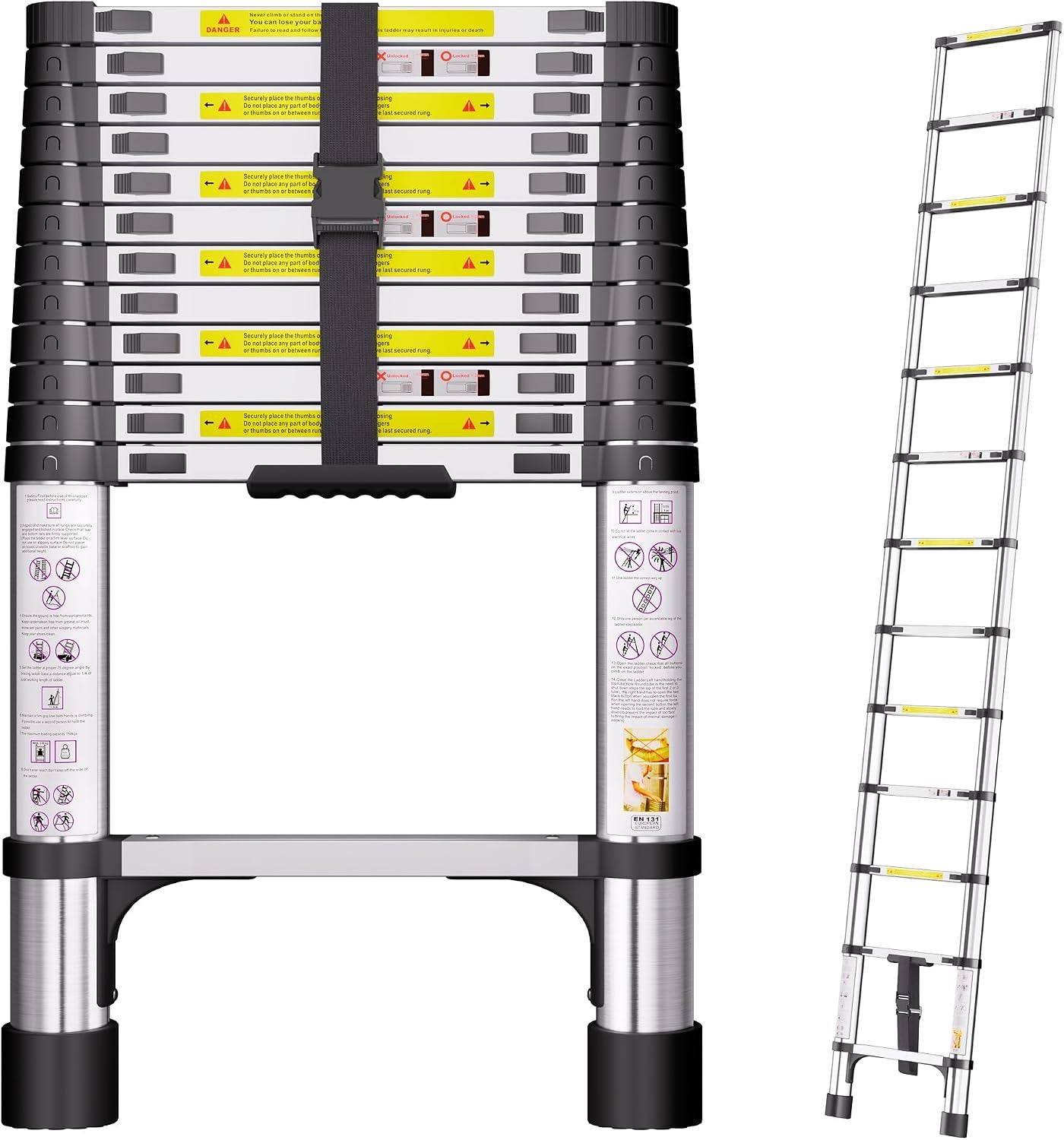 SIMPDIY 3,8 m Edelstahl Teleskopleiter