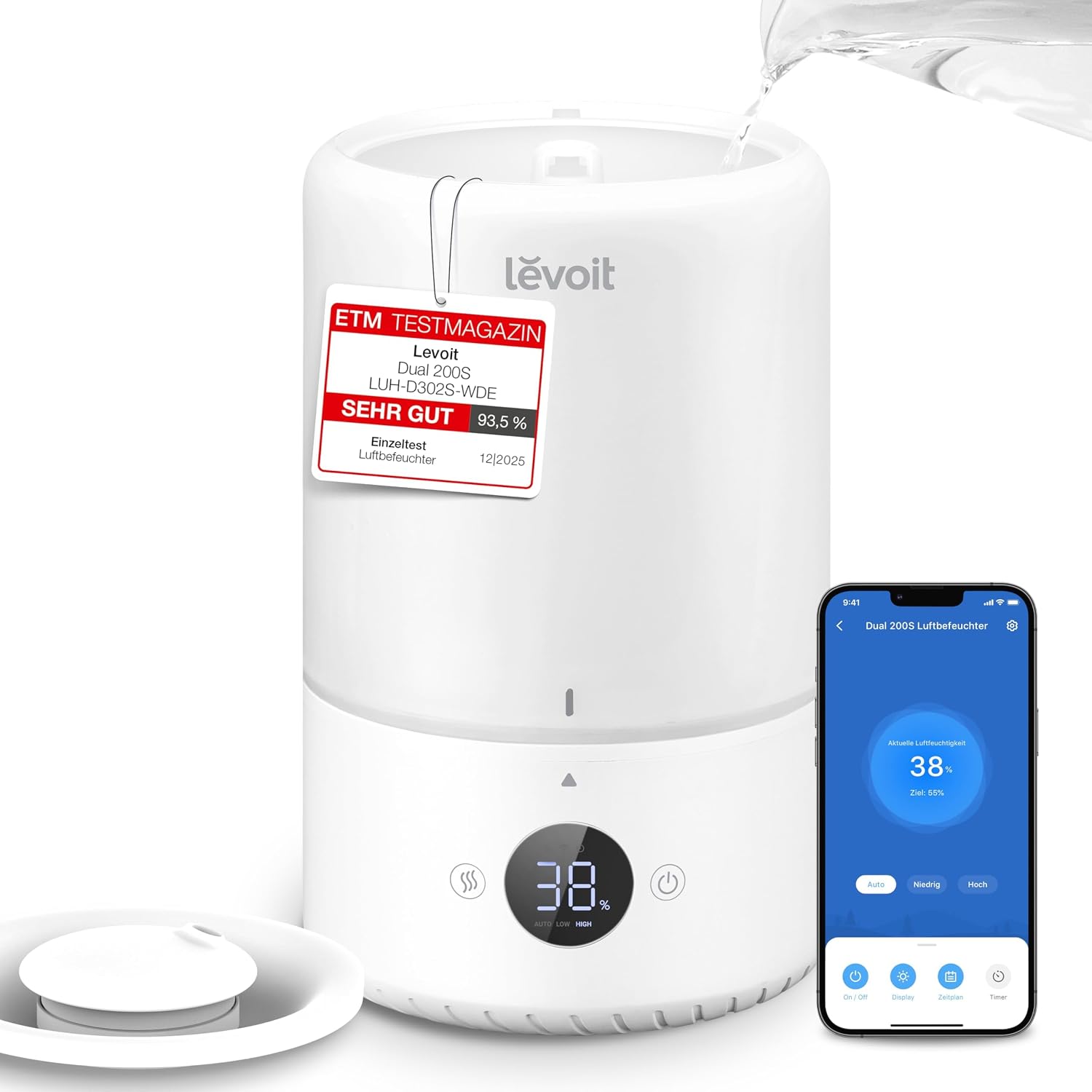 Levoit Smart Luftbefeuchter Dual 200S, Top-Fill, Cremeweiß