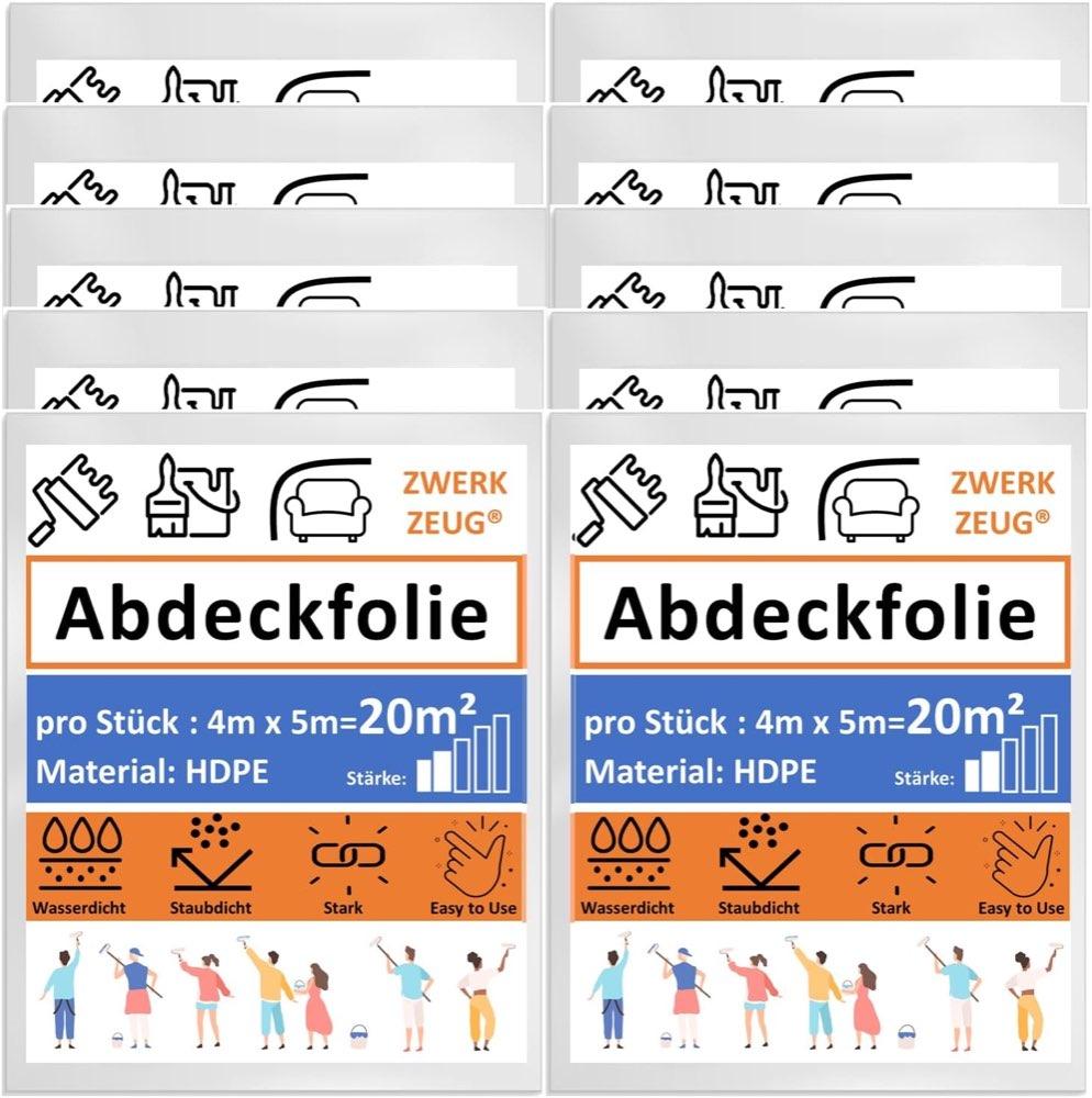 ZWERKZEUG 10× Abdeckfolie 4×5 m (7 µm)