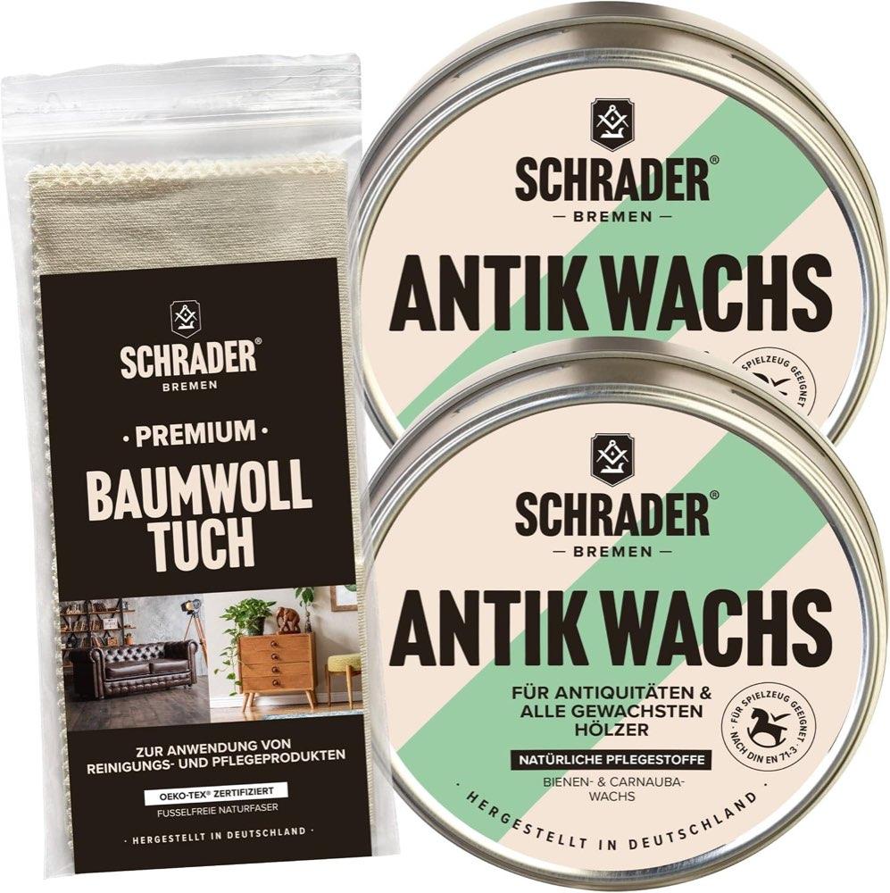 Schrader Antik Wachs Set mit Poliertuch