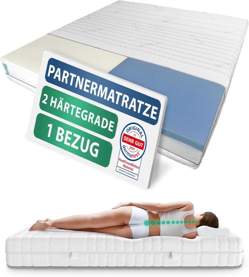 AM Qualitätsmatratzen Partnermatratze 180x200cm H3 H4 24cm - Made in Germany & Oeko TEX Siegel - Partner Taschenfederkernmatratze 180x200 mit 2 Härtegraden & Lyocell Bezug
