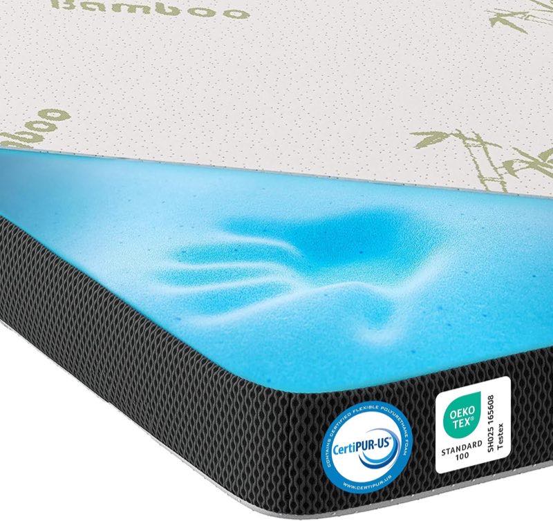 MKS. Gel-Memory-Topper 120 × 200, Bambusbezug