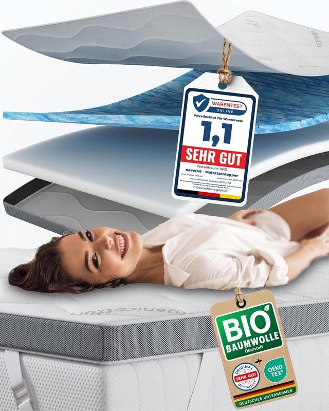 nøvera nøvera Premium Gel-Topper 120 × 200, Bio-Baumwolle