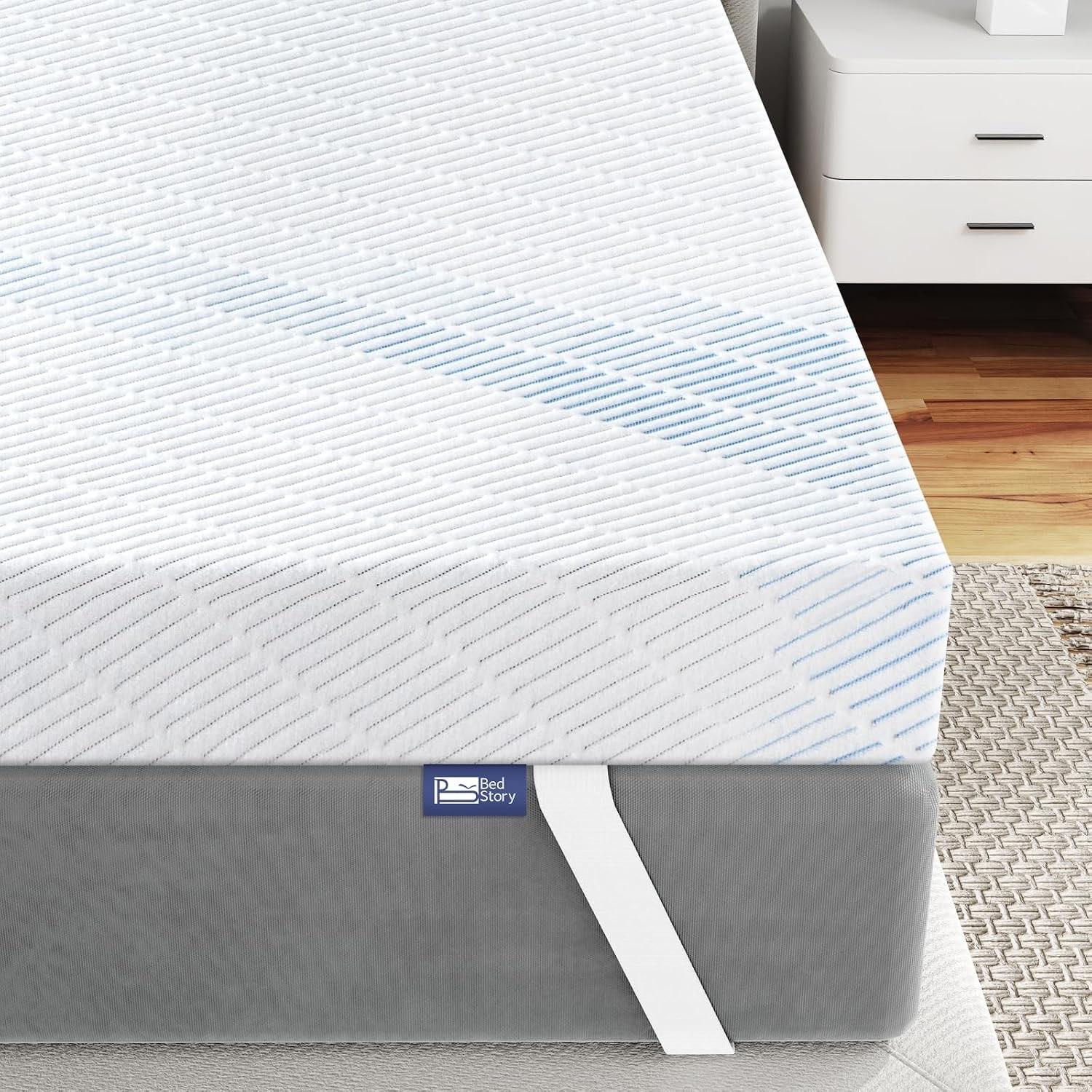BedStory Gel Topper 200x200cm,10cm Höhe Matratzentopper aus Gel Memory Foam，H3&H4 Gel Schaum Bambus Topper mit atmungsak