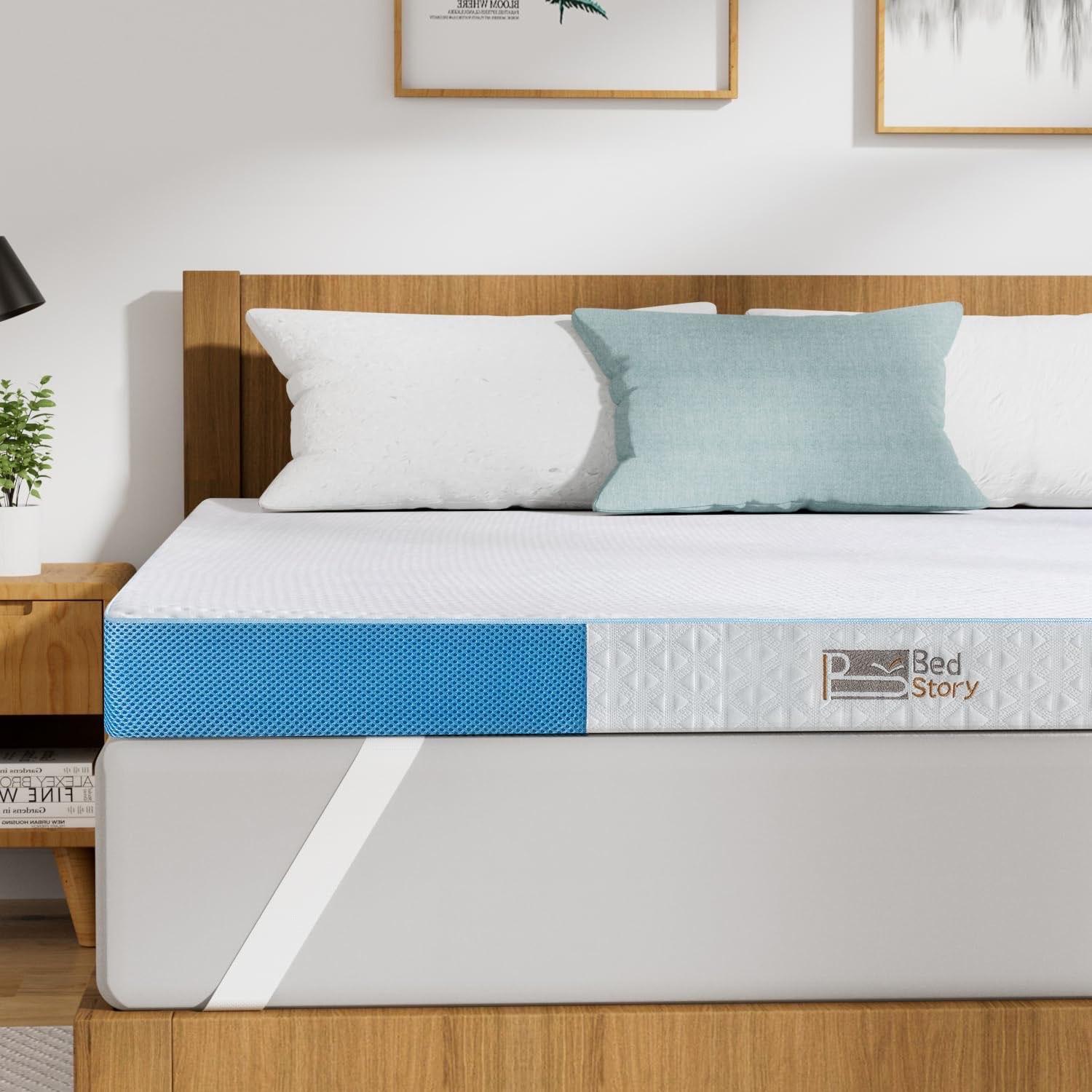 BedStory Gel Topper 200x200cm-7,6cm Höhe Gel Matratzentopper H3/H4 aus Kaltschaumkern, Matratzenauflage für Boxspringbet