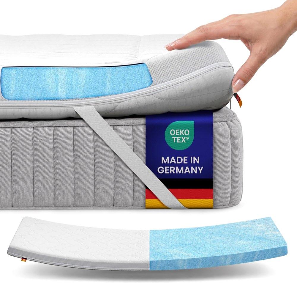 Meos® Gel-Schaum Topper 90x200cm für Matratzen & Boxspringbett - Made in Germany - hohes RG 50 - Bezug bis 60°C waschbar - Matratzenauflage (90 x 200 cm)