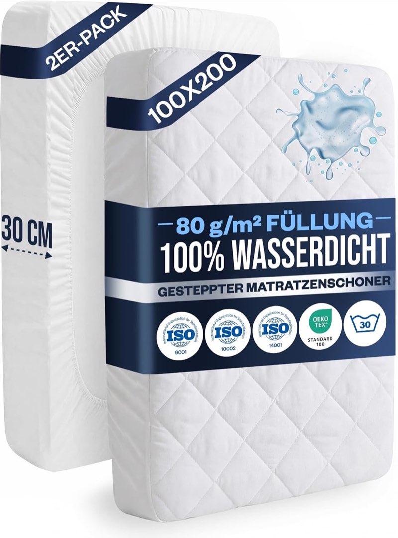 FORMEYA Matratzenschoner 100 × 200, 2er-Set gesteppt
