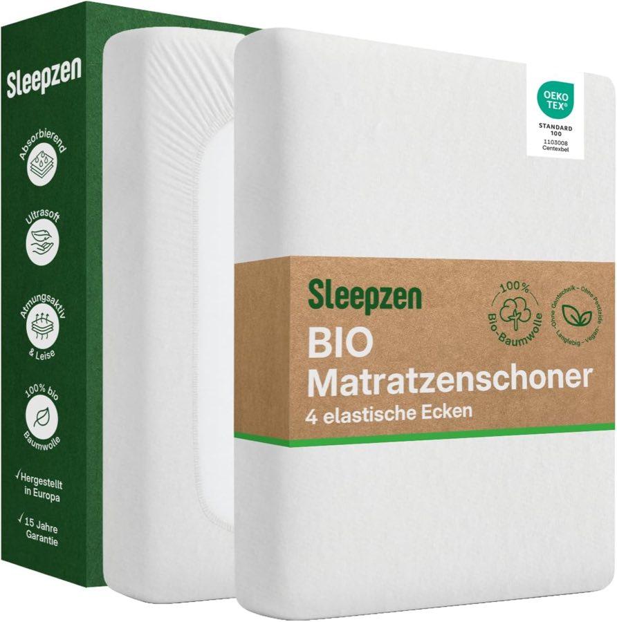 SLEEPZEN Molton-Matratzenschoner 100 × 200, Bio-Baumwolle