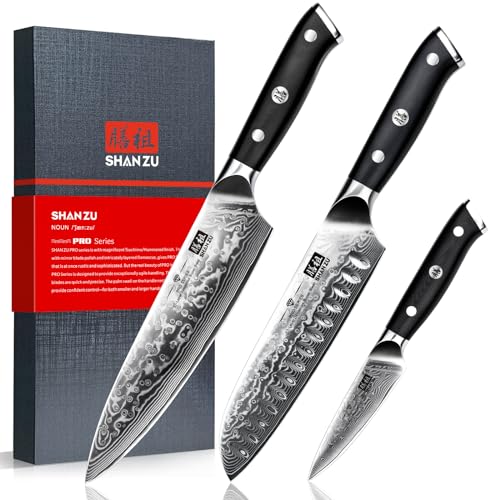 SHAN ZU PRO Damastmesser-Set 3-teilig