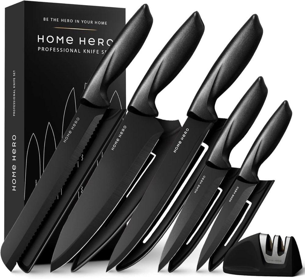 Home Hero 11-tlg Messerset schwarz mit Schärfer