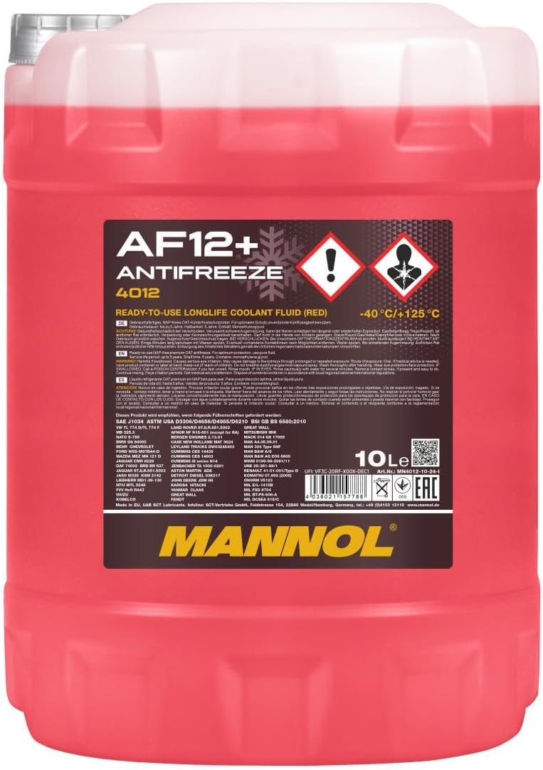 MANNOL 4012 AF12+ Kühlerfrostschutz bis -40°C, gebrauchsfertig, 10L