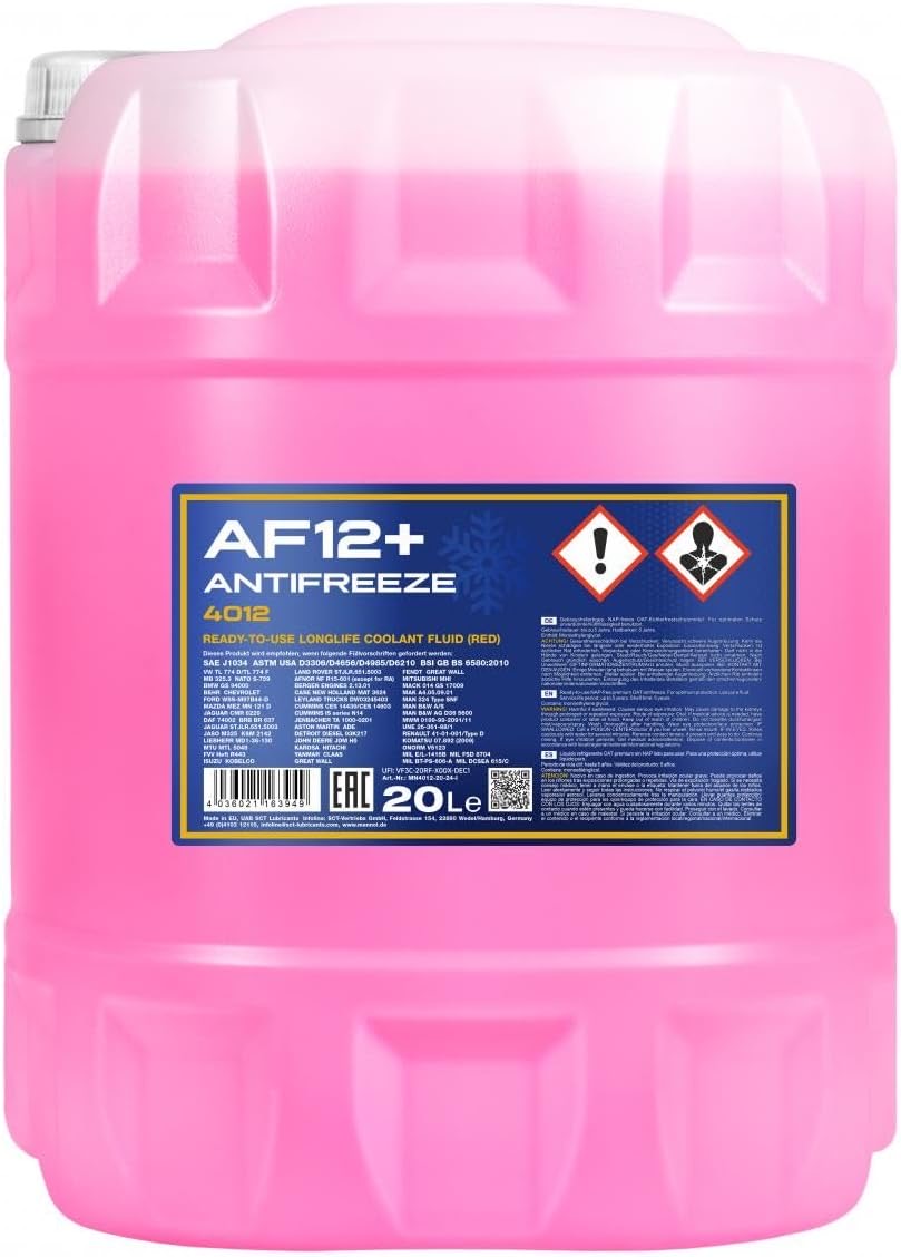 MANNOL 4012 AF12+ Kühlerfrostschutz bis -40°C, gebrauchsfertig, 20L