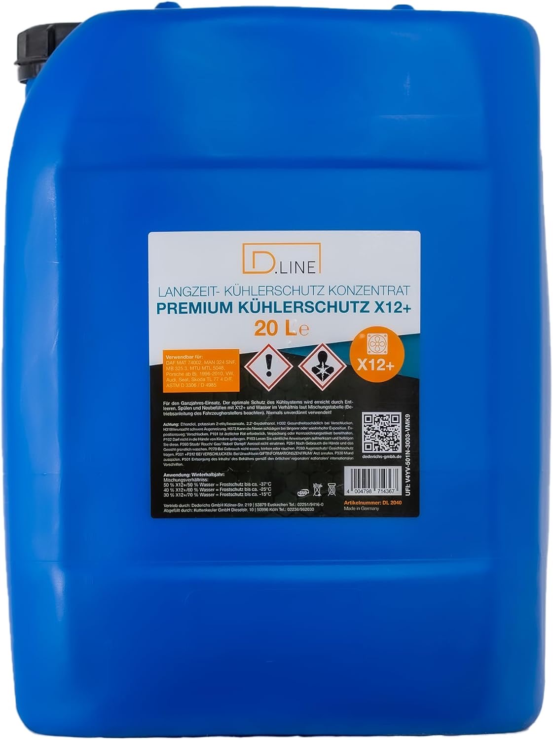 D.LINE Premium Langzeit-Kühlerschutz Konzentrat X12+, 20 Liter