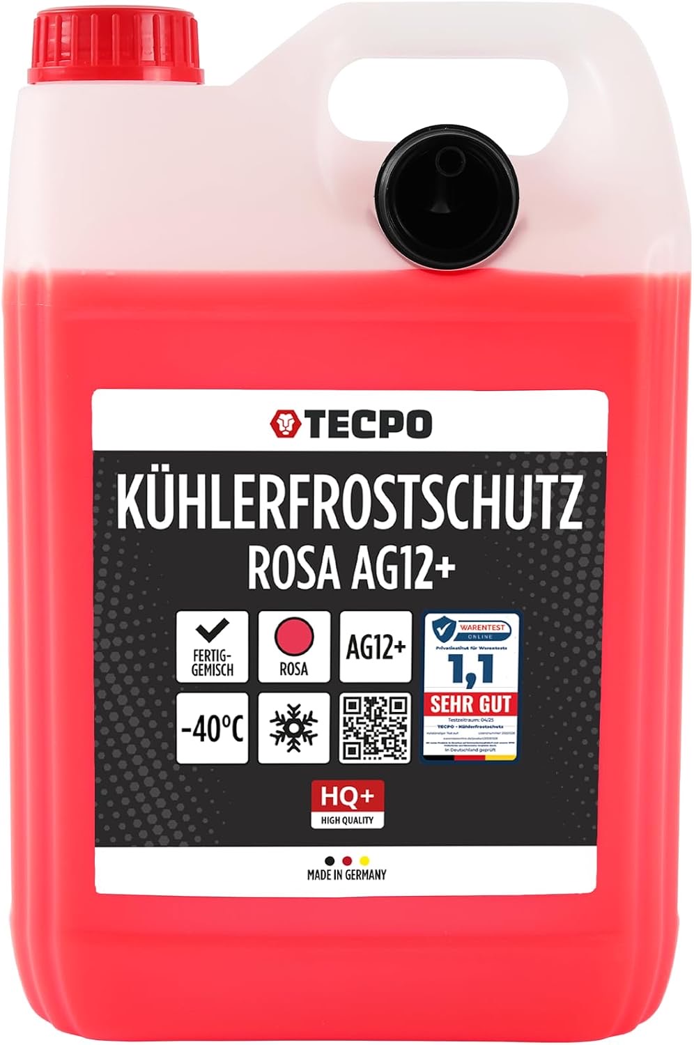 TECPO Kühlerfrostschutz rot G12+ Antifreeze -40°C Frostschutz rosa Kühlmittel (1x 5 Liter)