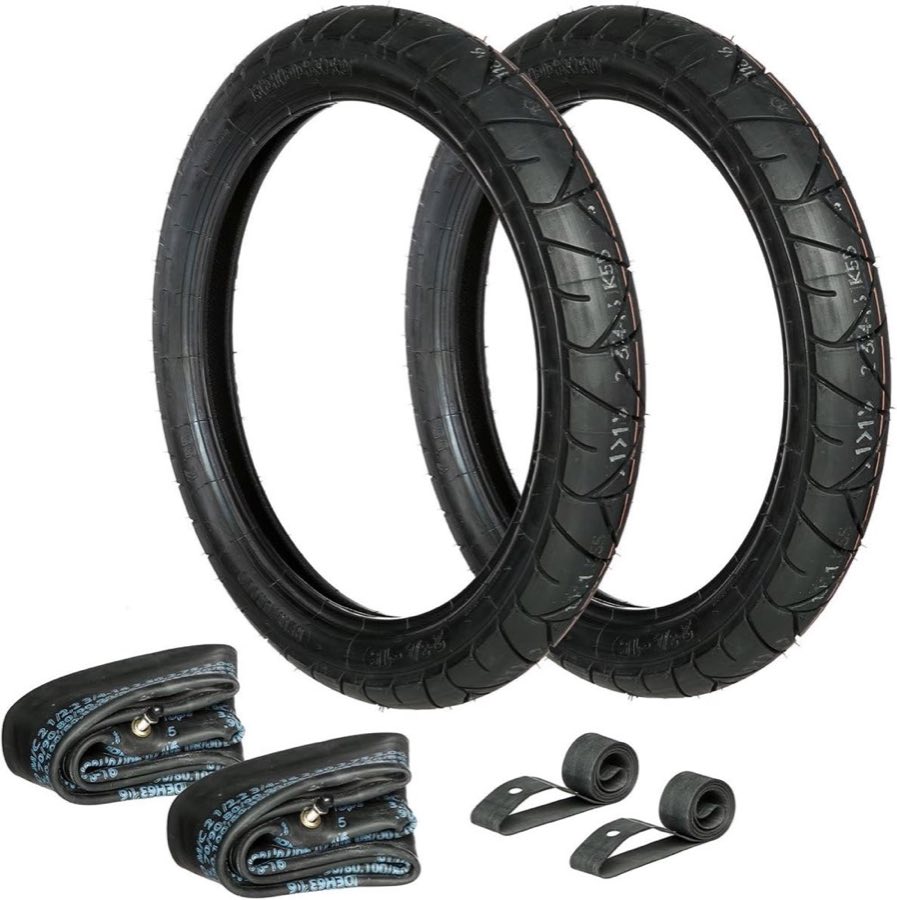 Set: 2× Reifen 2,75×16 Heidenau K55 + Schläuche + Felgenband