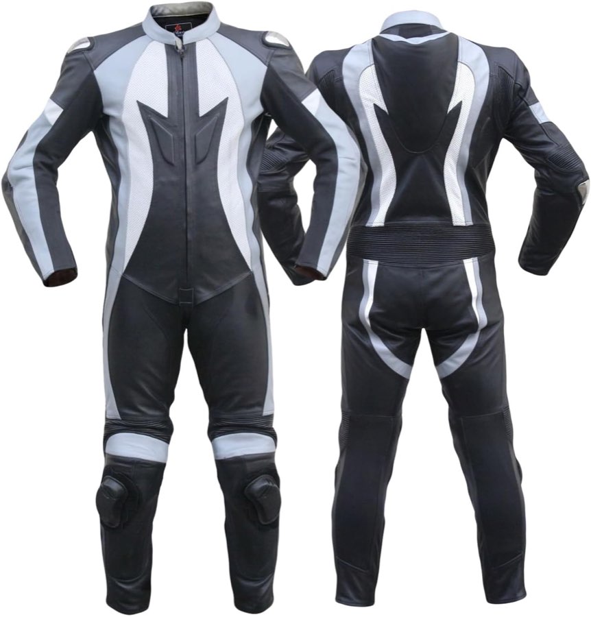 German Wear Motorradkombi Herren Lederkombi aus Kalbsleder mit Rückenhöcker