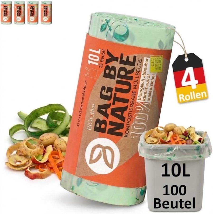 BIOvative Biomülltüten 10 L mit Henkel (100 Stück)
