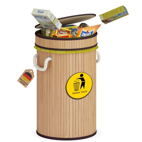 ADEL DREAM Gelber-Sack-Ständer 60 L Bambus/Stoff