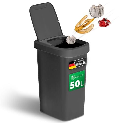 Novaliv Mülleimer 50 L 2in1 Schwing-/Klappdeckel Anthrazit