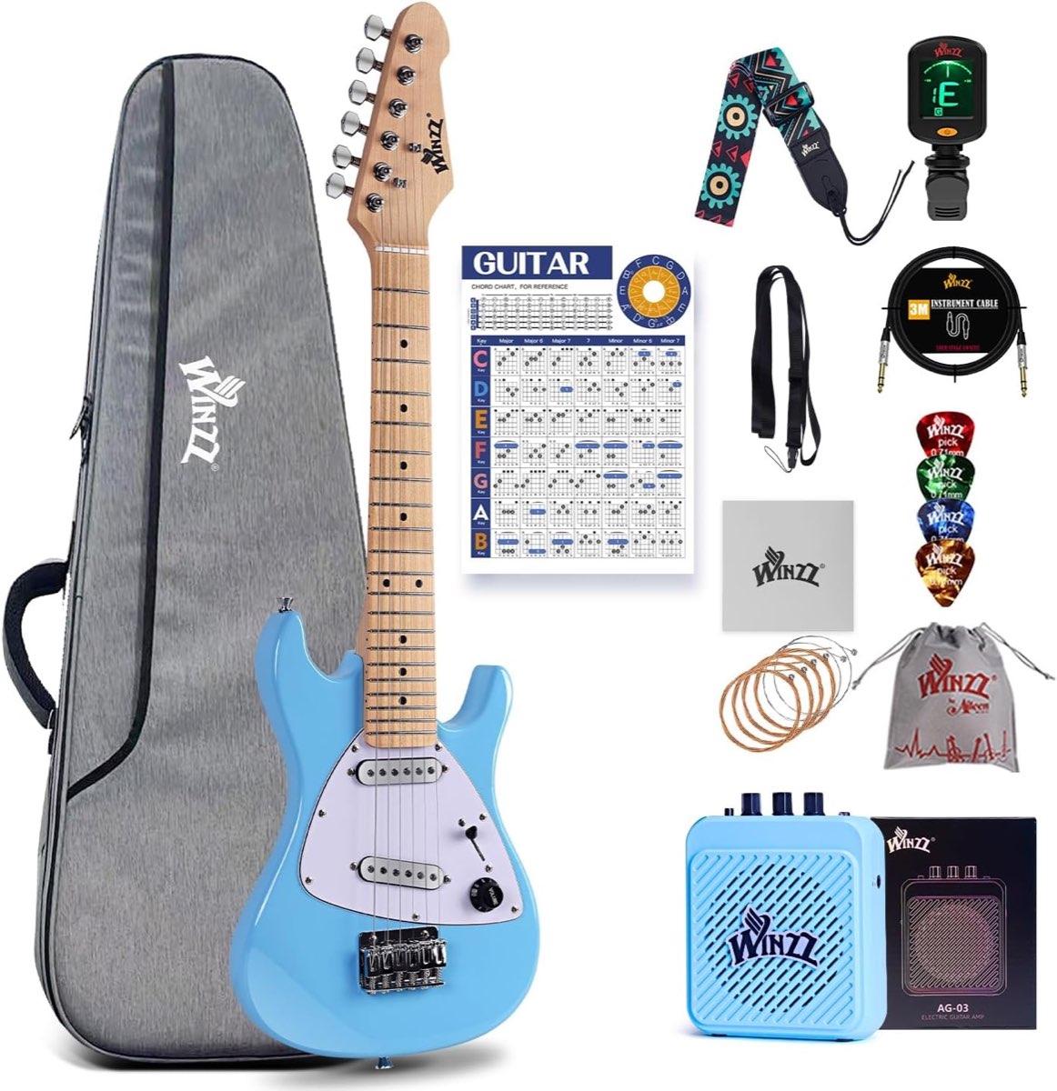 Winzz 1/4 Junior E-Gitarre, Glossy Blau