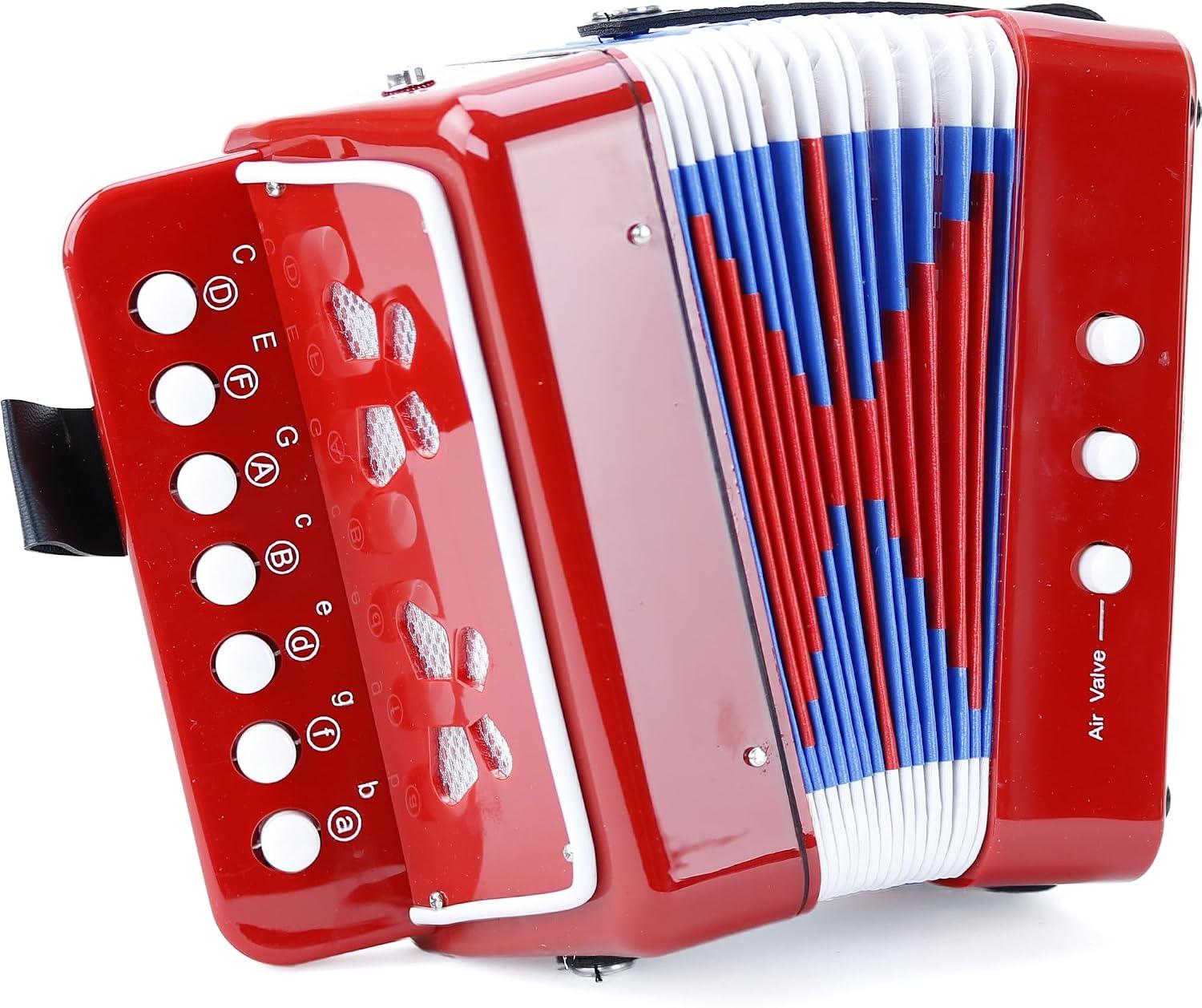 Akkordeon 10 Tasten Musikinstrument aus Holz für Kinder ab 3 Jahren