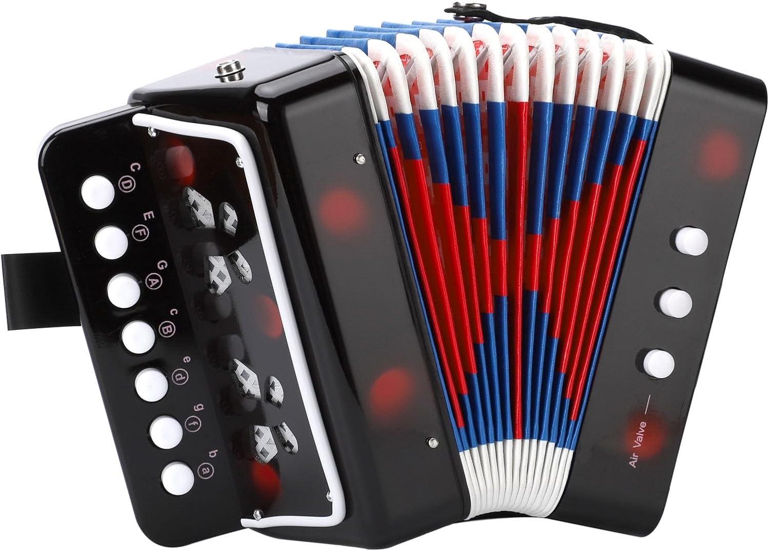 LIEKE Akkordeon-Spielzeug für Kinder, Musikinstrument, Mini-Akkordeon für Anfänger, Schwarz