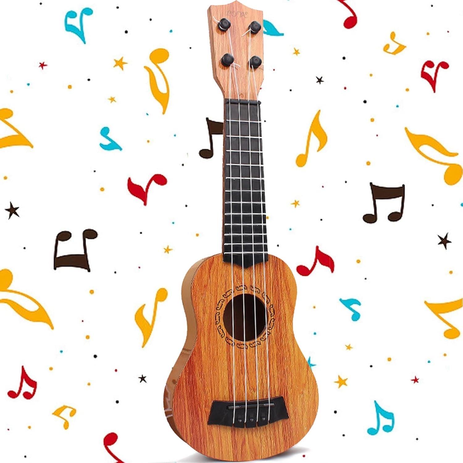 Yoihuqi Mini-Gitarre, Kunststoff-Spielzeug, 38 cm, helle Kaffeefarbe