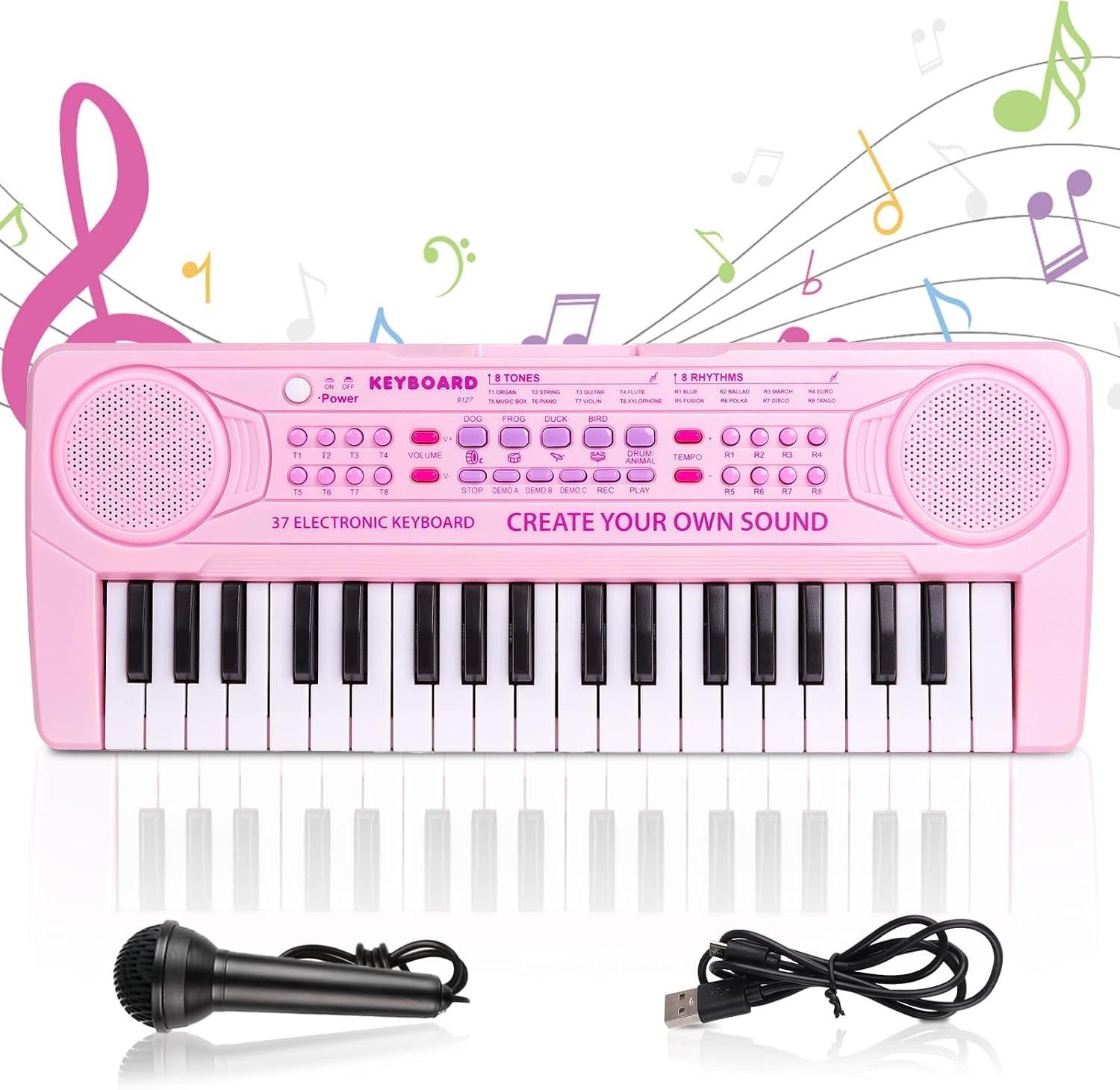 m zimoon Kinder Keyboard mit 37 Tasten und Mikrofon