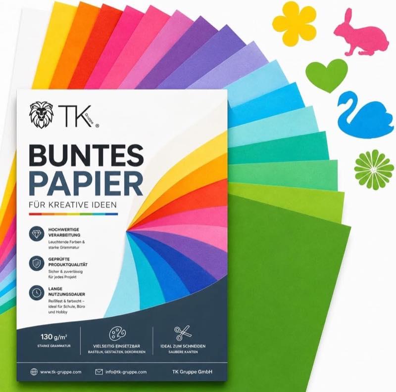 TK Gruppe 100 Blatt Buntes Papier A4, 120 g/m²