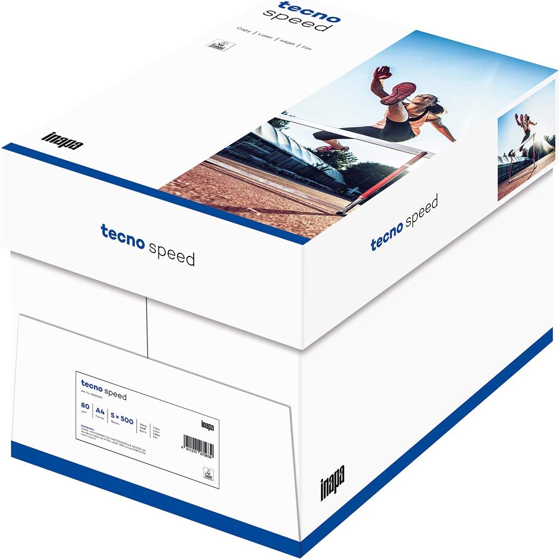 inapa Drucker-/Kopierpapier tecno Speed: 80 g/m², A4, weiß, 2500 Blatt - schnell und staufrei drucken Produktbild – Testsieger