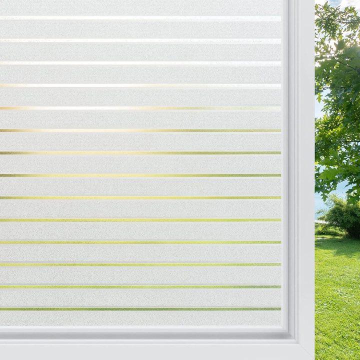 rabbitgoo Fensterfolie Blickdicht Streifenfolie Milchglasfolie 44.5x150cm