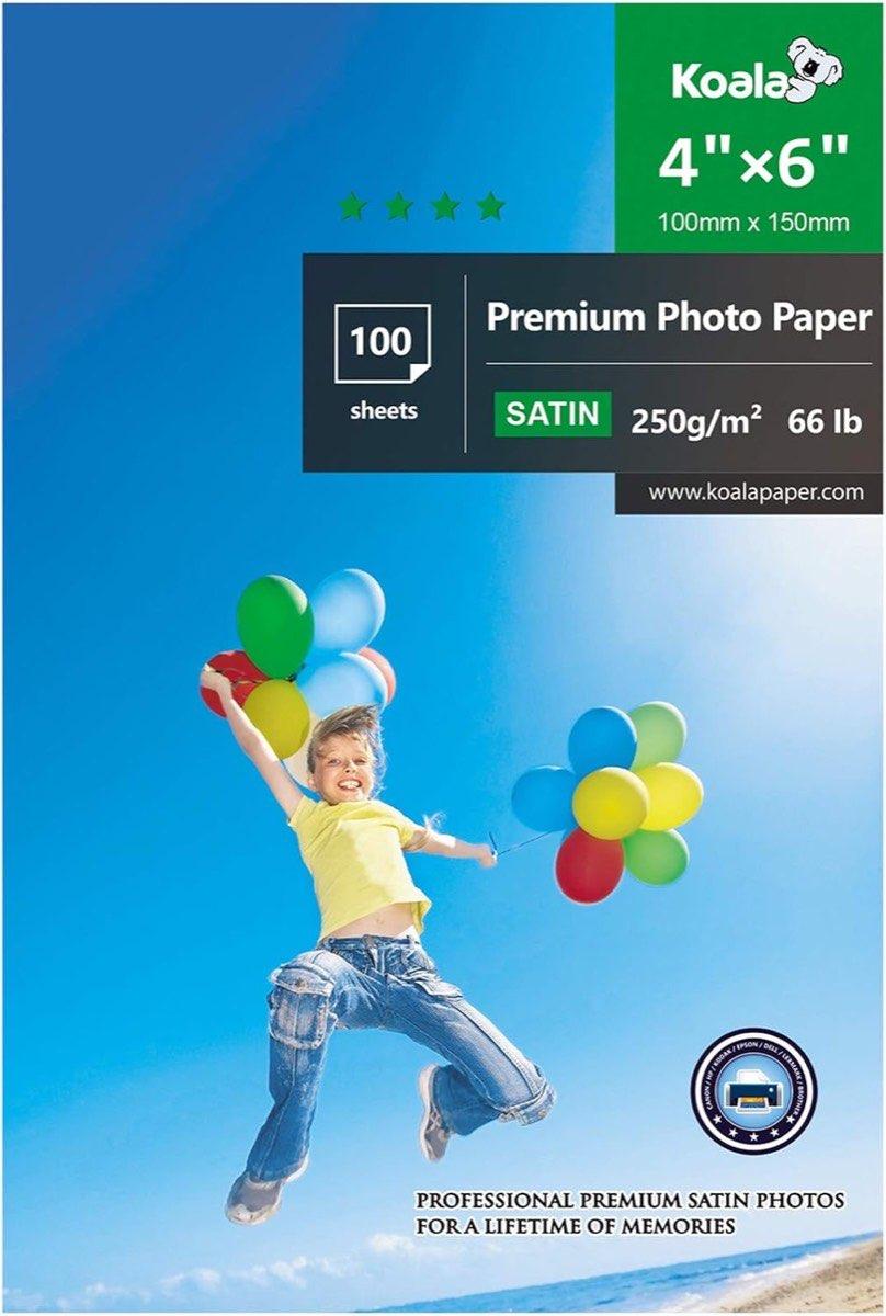 KOALA Satin Fotopapier, 4x6 zoll, 10x15 cm, 250 g/m², 100 Blatt mit Premium Satin Advanced Resin beschichtet für Canon HP Epson Tintenstrahldrucker