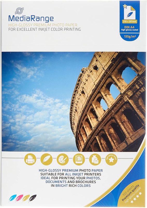 MediaRange MediaRange Hochglanz Fotopapier 135 g/m², 100 Blatt A4