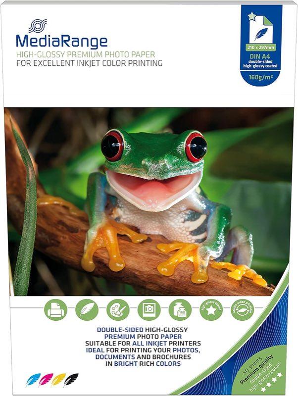 MediaRange MediaRange Hochglanz Fotopapier 160 g/m², 50 Blatt beidseitig A4