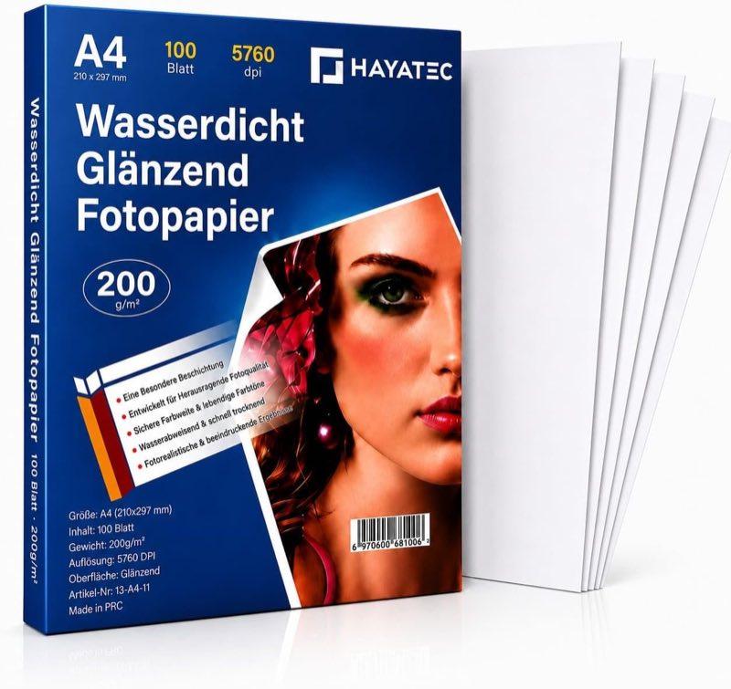 HAYATEC Fotopapier A4 glänzend 200 g/m², 100 Blatt