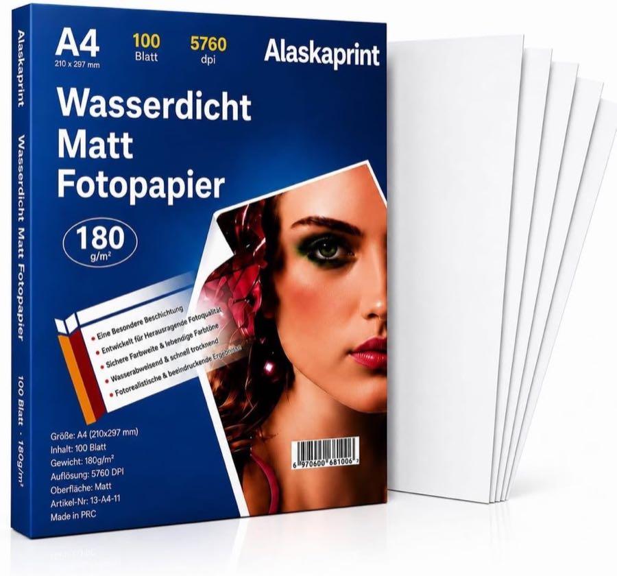 Alaskaprint Fotopapier matt A4, 180 g/m², 100 Blatt