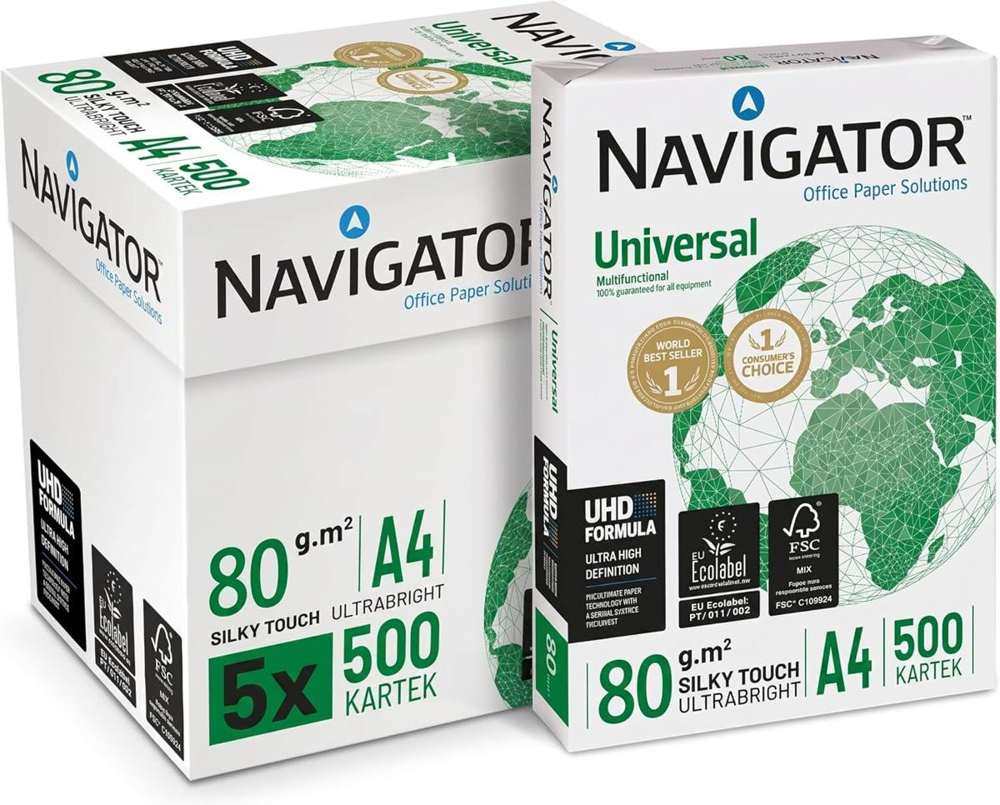 Navigator Universal Kopierpapier 80g/m² A4, weiß, Karton zu 2.500 Blatt (5x500 Blatt)