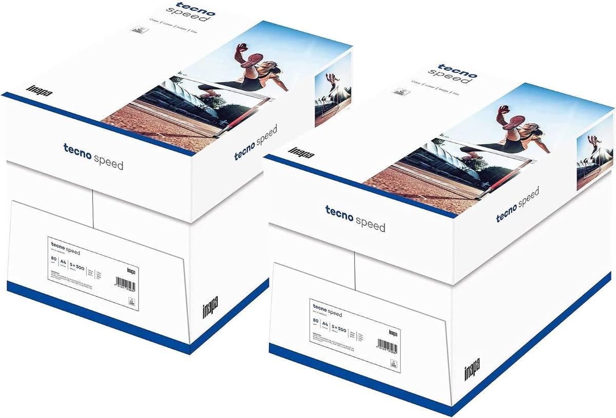 inapa tecno Speed Druckerpapier: 80 g/qm², A4, weiß, 5000 Blatt (2 Kartons à 2500 Blatt) - ideal für schnelles und problemloses Drucken
